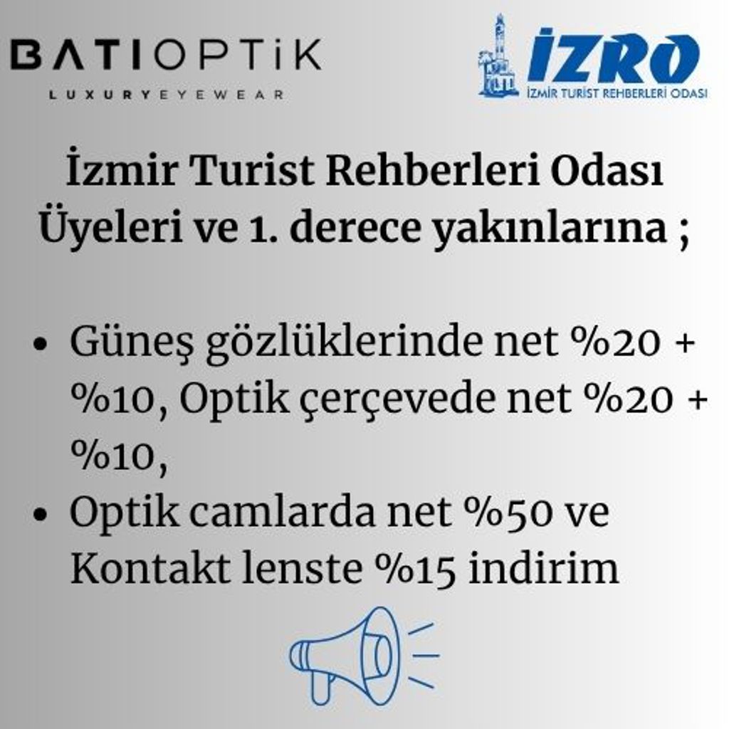 Batı Optik İZRO Üyelerine ve 1.derece yakınlarına uygulayacağı indirim oranları;